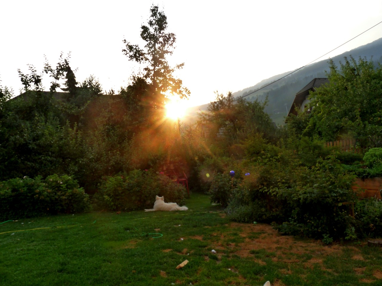 die Sonne wird gleich hinter den Bergen verschwinden
